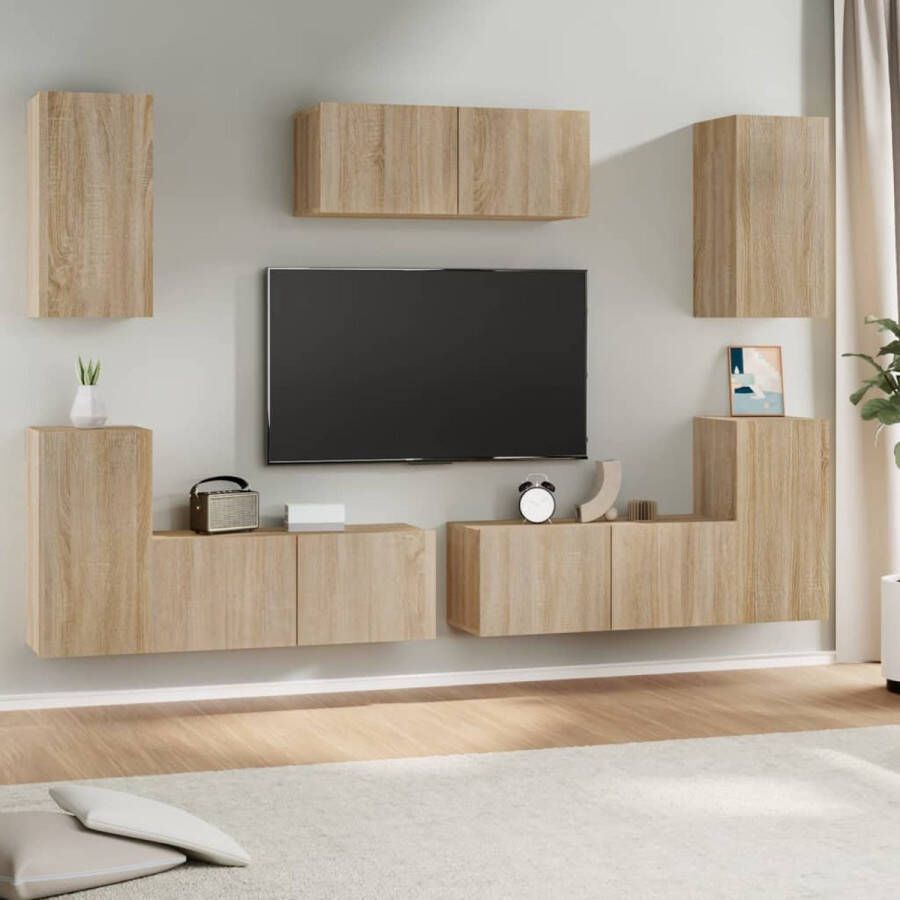 The Living Store TV Meubelset Sonoma Eiken 3x 80x30x30cm 4x 30.5x30x60cm - Foto 2