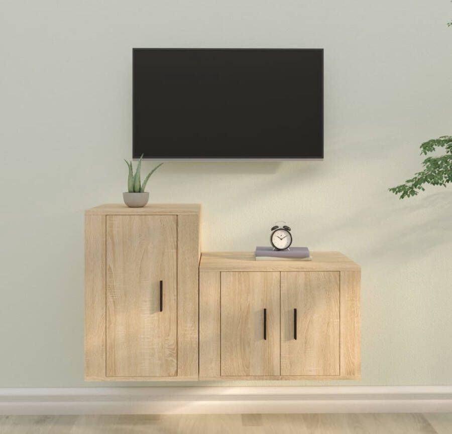 The Living Store TV-meubelset Sonoma Eiken 57x34.5x40 cm 40x34.5x60 cm TV Kast Salontafel Houten Tv-meubel Tv-opstelling Woonkamerdecoratie - Foto 3