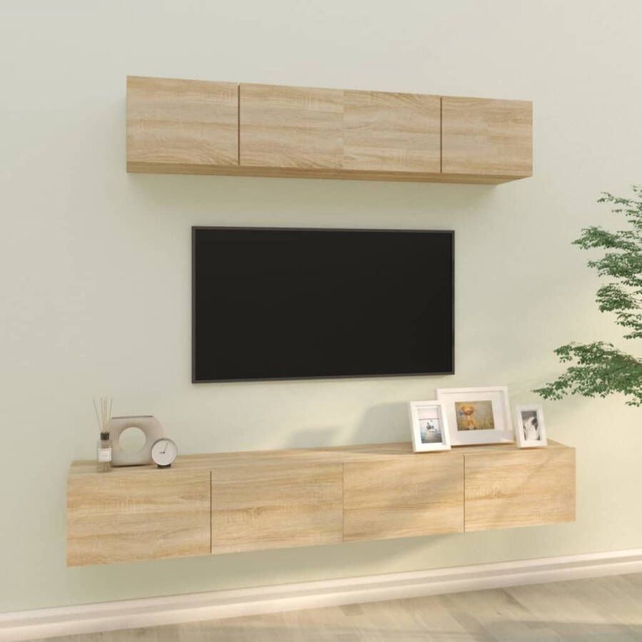 The Living Store TV-meubelset Sonoma Eiken 60x30x30cm 80x30x30cm Stevig en praktisch design - Foto 2