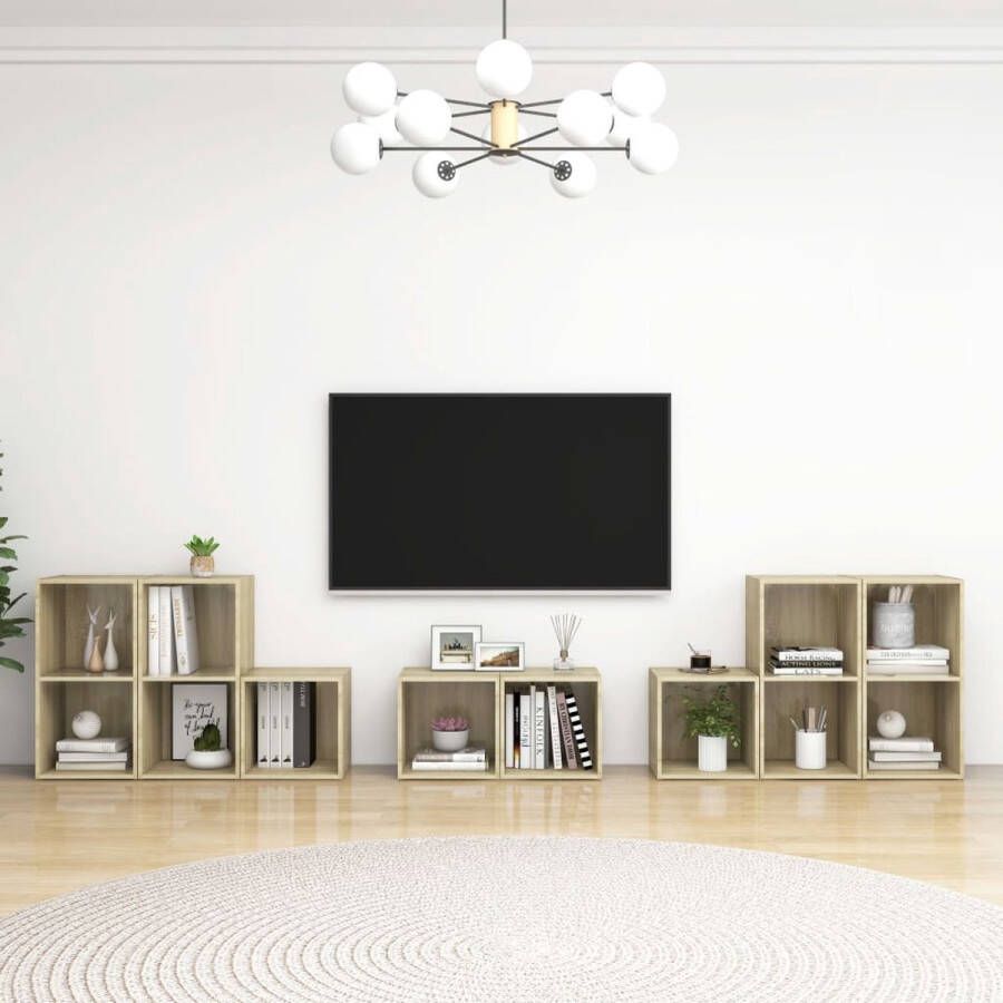 The Living Store TV-meubelset Sonoma Eiken Hifi-kastenset 4x 37 x 35 x 37 cm 4x 72 x 35 x 36.5 cm - Foto 2