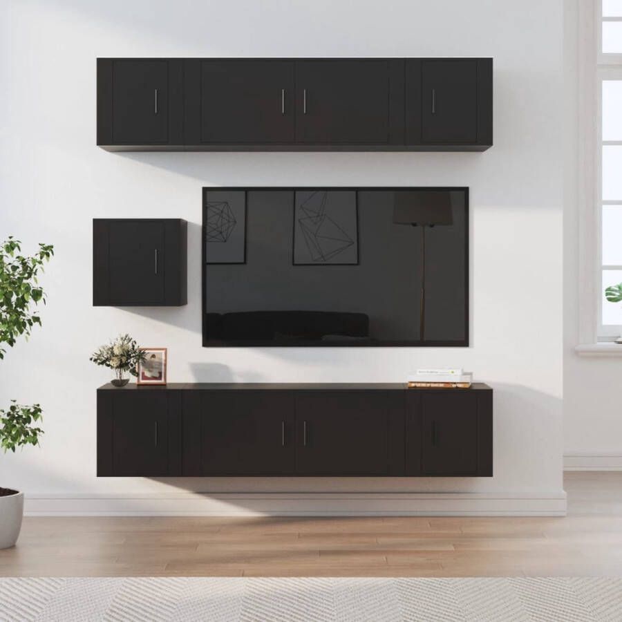 The Living Store TV-meubelset Zwart 2x100x34.5x40 cm en 5x40x34.5x40 cm - Foto 2