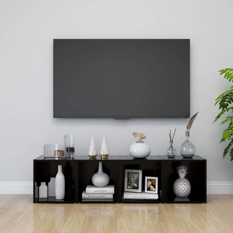 The Living Store TV-meubelset zwart 37 x 35 x 37 cm stabiel en duurzaam eenvoudig schoon te maken - Foto 2