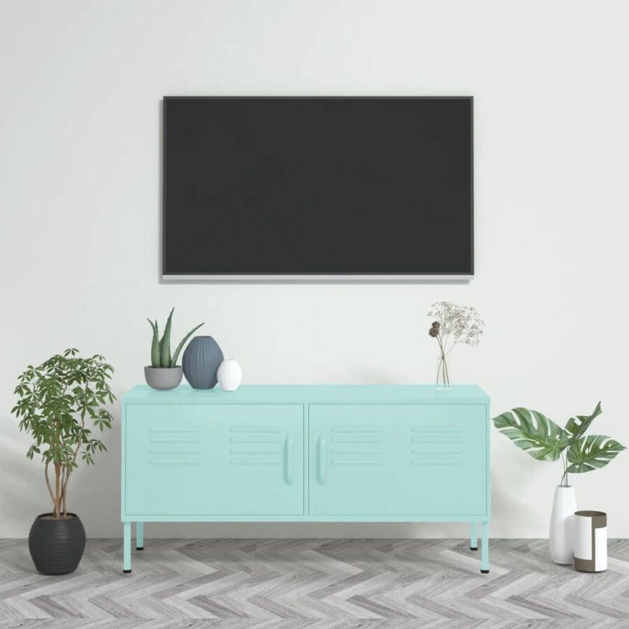 The Living Store TV Standaard Mint Staal 105 x 35 x 50 cm 100 kg Draagvermogen - Foto 2