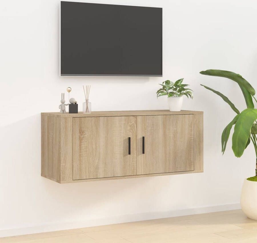 The Living Store TV-meubel Sonoma Eiken Wandgemonteerd 100 x 34.5 x 40 cm Bewerkt hout - Foto 2