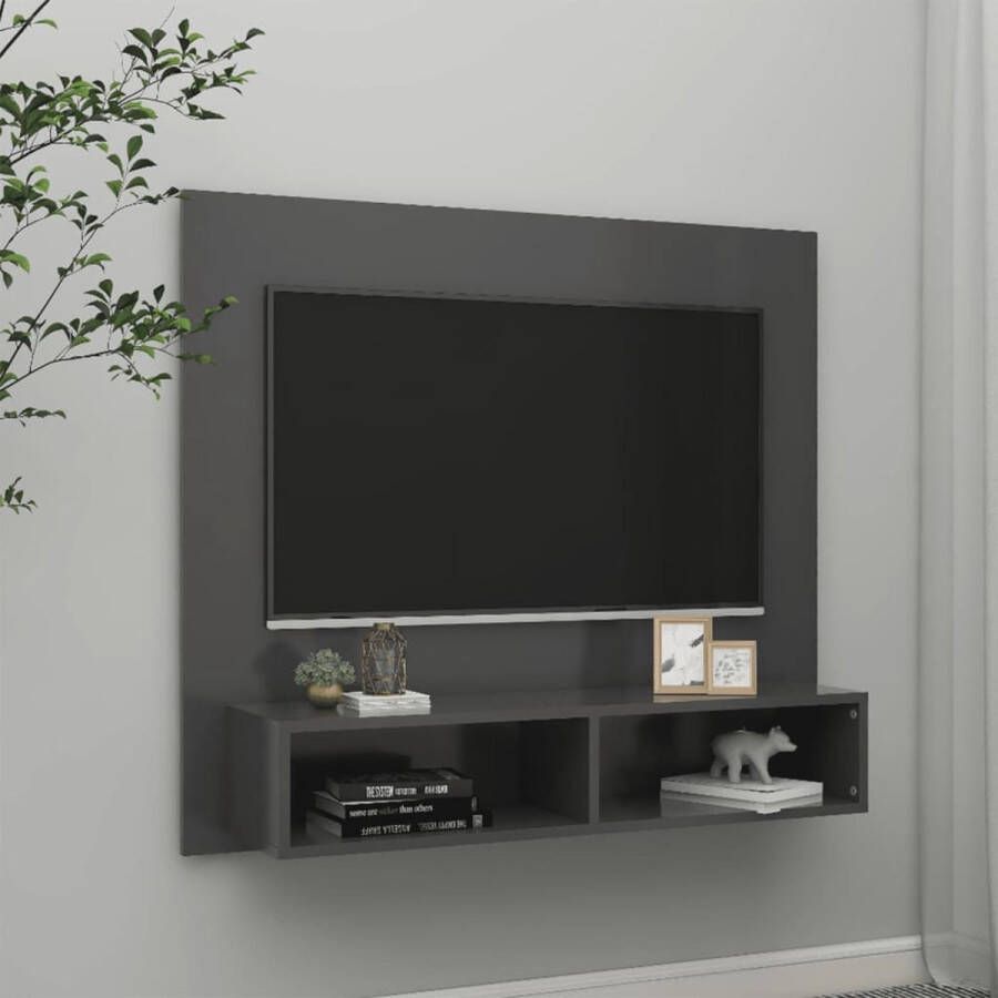 The Living Store TV-wandmeubel 102 x 23.5 x 90 cm Grijs Spaanplaat - Foto 2