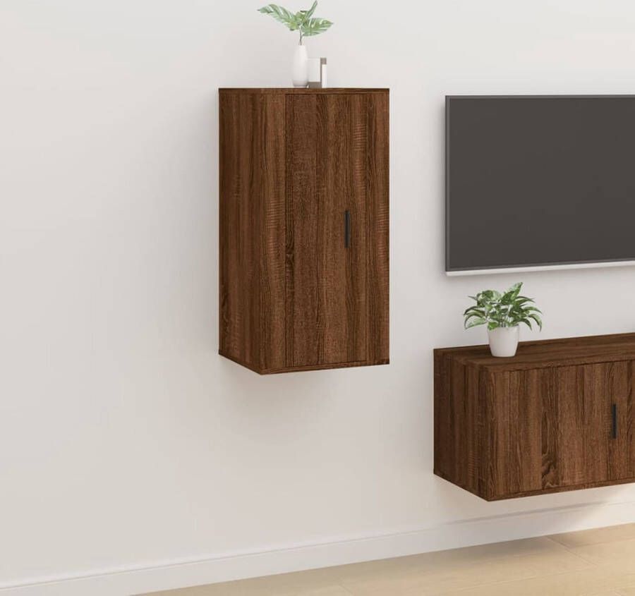 The Living Store Tv-wandmeubel 40x34-5x80 cm bruineikenkleurig Kast - Foto 2