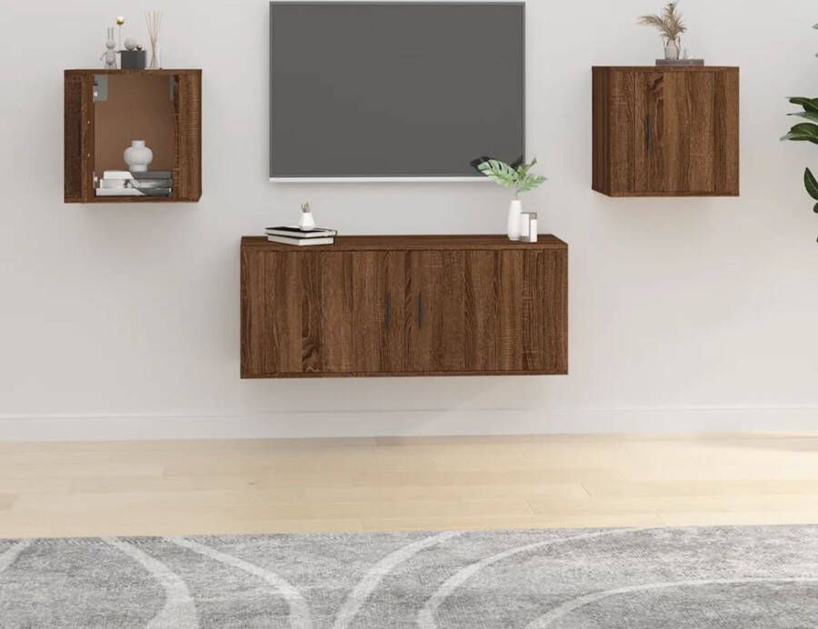 The Living Store TV-Wandmeubel Bruineiken 40 x 34.5 x 40 cm Bewerkt Hout - Foto 2