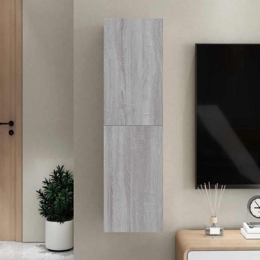 The Living Store TV-wandmeubel grijs sonoma eiken 30.5 x 30 x 110 cm strak en klassiek design - Foto 2