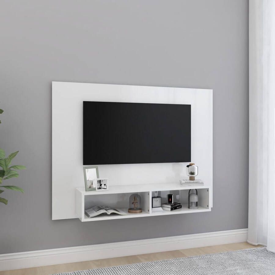 The Living Store TV-wandmeubel Hifi-kast 120 x 23.5 x 90 cm Hoogglans wit - Foto 2