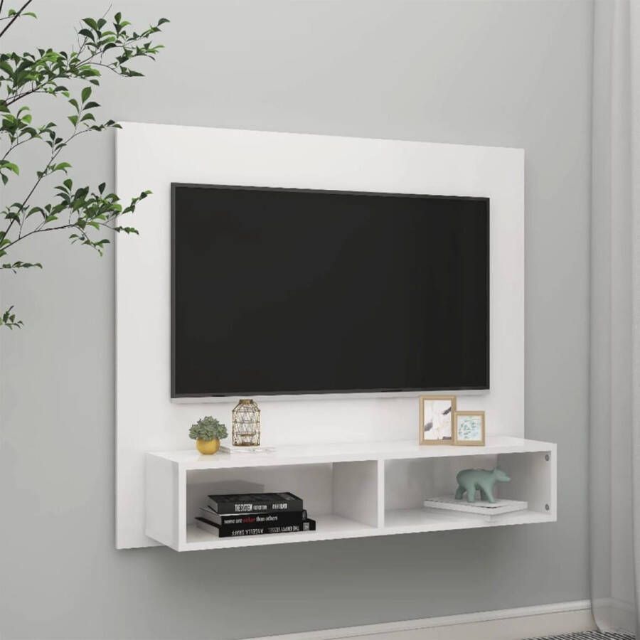 The Living Store TV-wandmeubel hoogglans wit 102 x 23.5 x 90 cm spaanplaat - Foto 2
