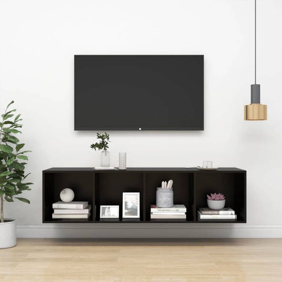 The Living Store TV Wandmeubel Serie Televisiewandmeubel 37x37x142.5 cm Zwart - Foto 2