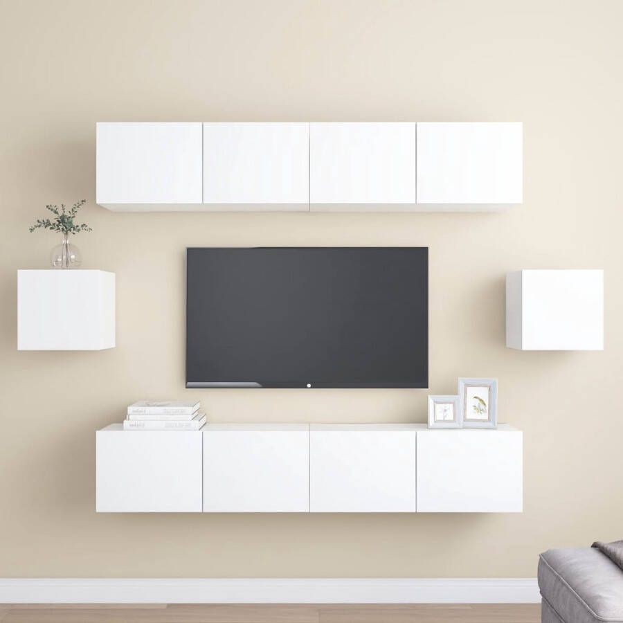 The Living Store TV Wandmeubel Set 4x 80x30x30 cm + 2x 30.5x30x30 cm Opvallend design praktisch - Foto 2