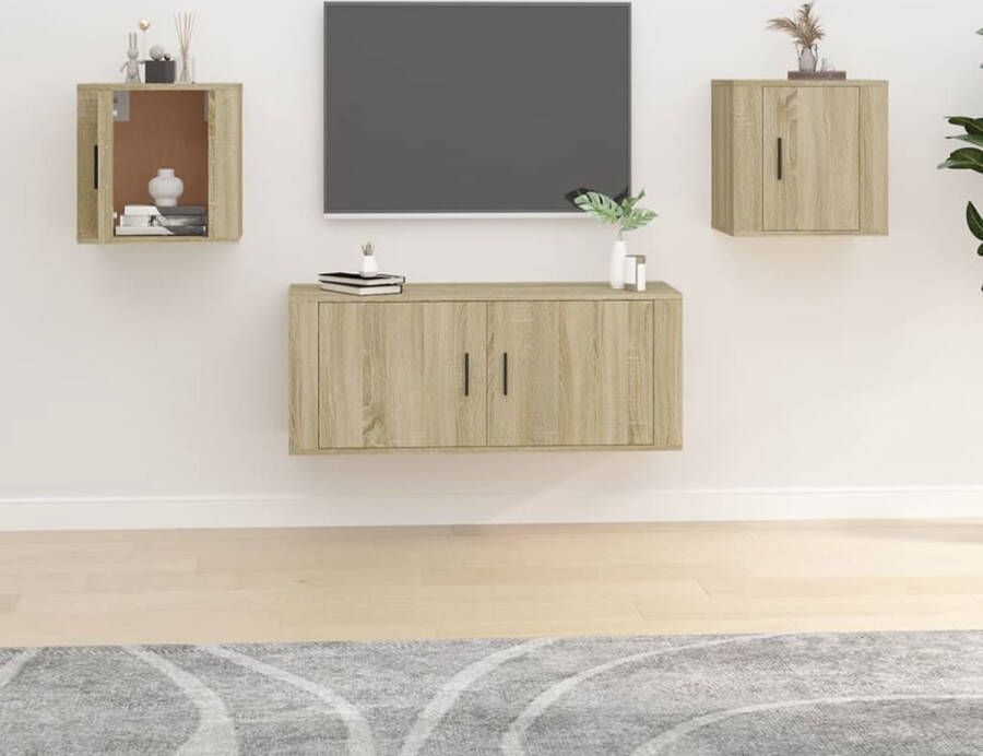 The Living Store TV-wandmeubel Sonoma eiken 40 x 34.5 x 40 cm 2 stuks - Foto 2