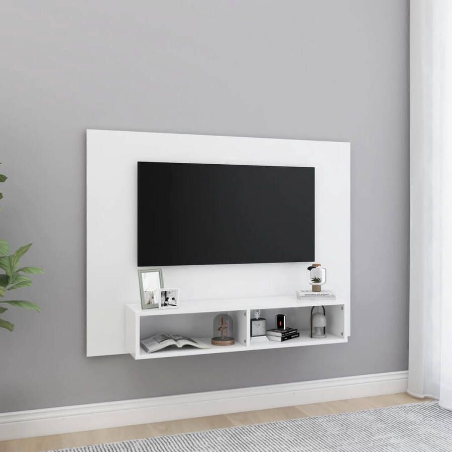 The Living Store TV wandmeubel wit 120 x 23.5 x 90 cm hoogwaardig spaanplaat - Foto 2