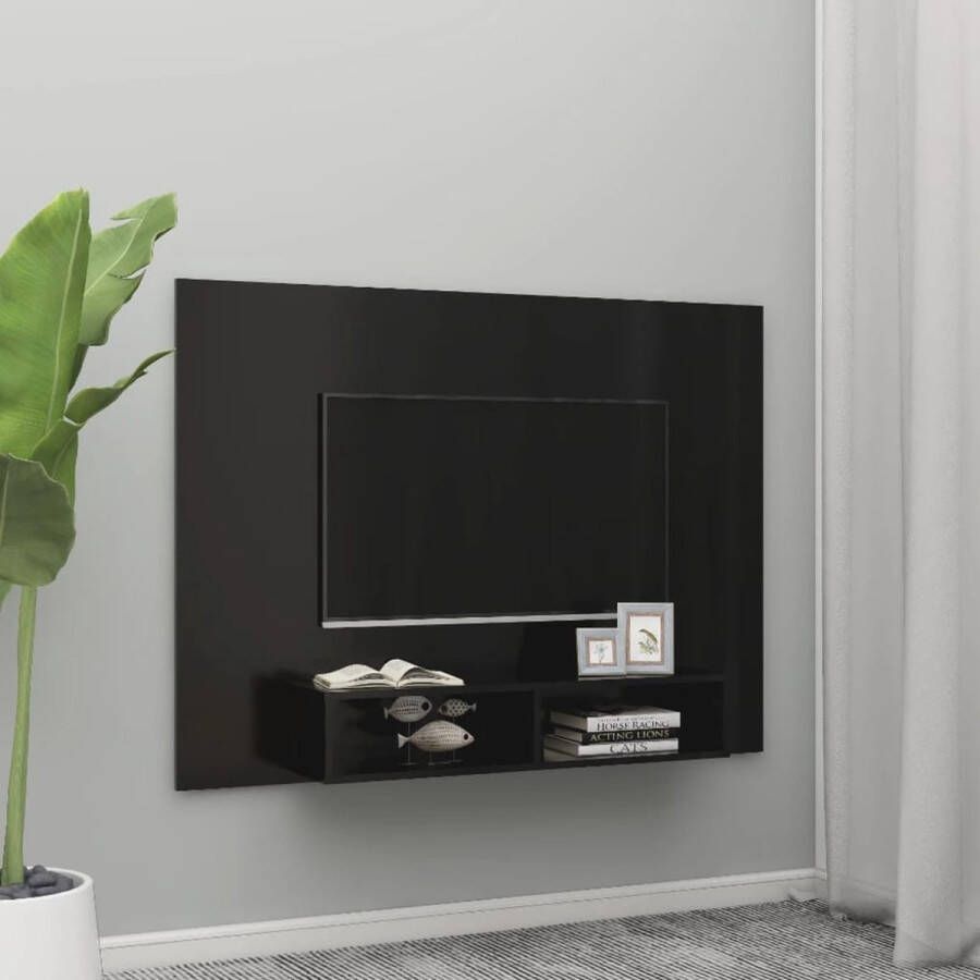 The Living Store TV-wandmeubel zwart spaanplaat 135 x 23.5 x 90 cm - Foto 2