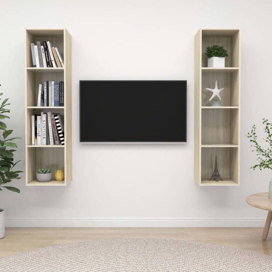 The Living Store TV-meubelset Sonoma Eiken 37 x 37 x 142.5 cm 2 x TV-meubel Montage vereist - Foto 4