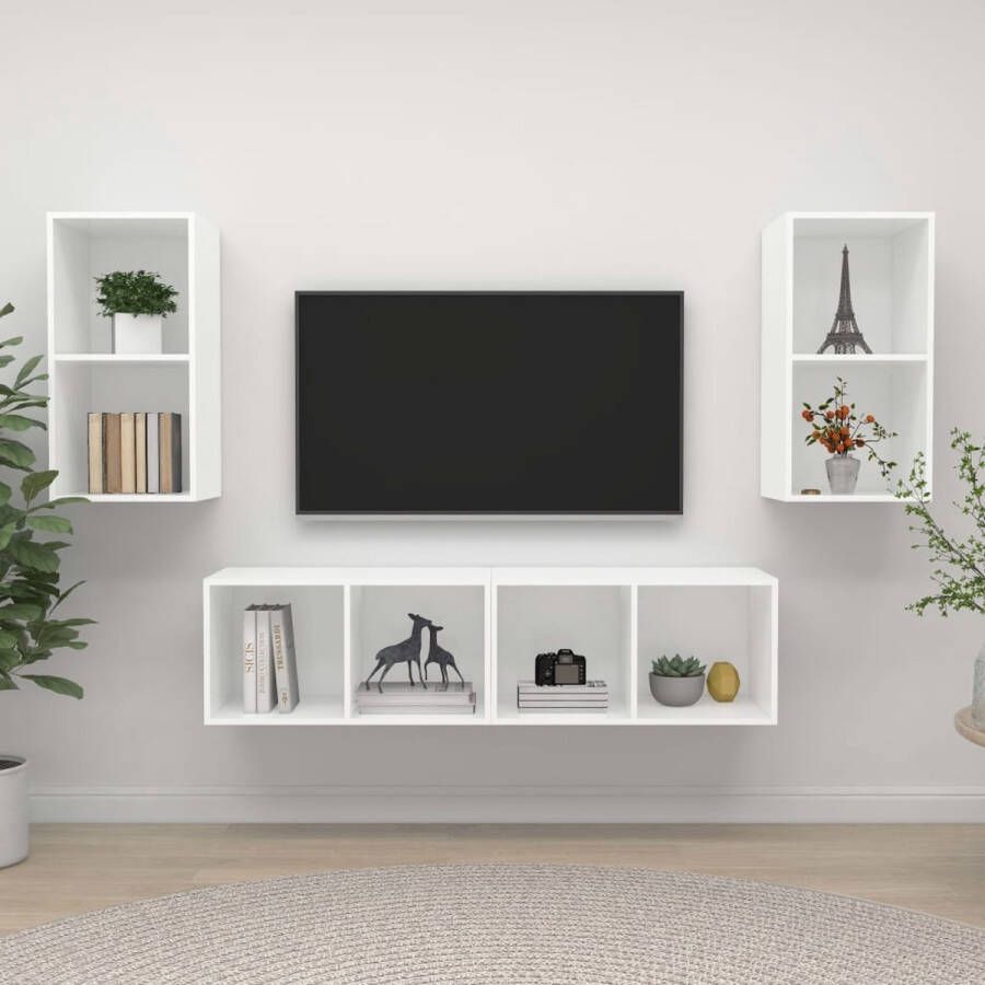 The Living Store TV-meubelset wit spaanplaat 37 x 37 x 72 cm (B x D x H) 4 x tv-meubel - Foto 2