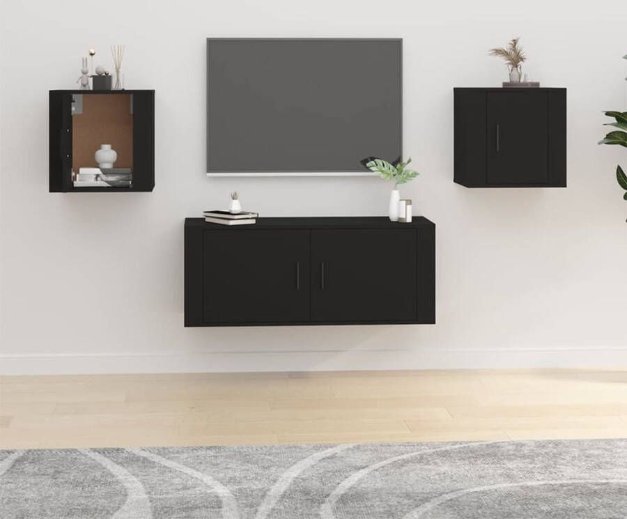 The Living Store TV-wandmeubelset zwart 40 x 34.5 x 40 cm (B x D x H) - Foto 2