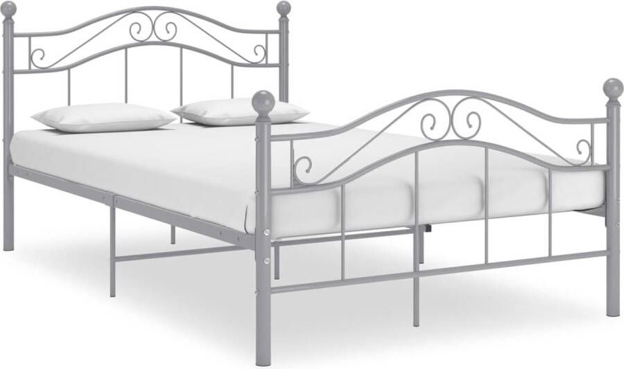 The Living Store Bedframe metaal grijs 120x200 cm Bedframe Bedframes Tweepersoonsbed Tweepersoonsbedden Bed Bedden Bedombouw Bedombouwen Frame Frames Slaapmeubel