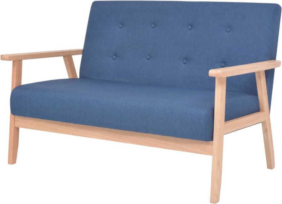 The Living Store Sofa 2-zits Blauw 113.5x67x73.5cm Comfortabele zitbank met houten frame - Foto 2