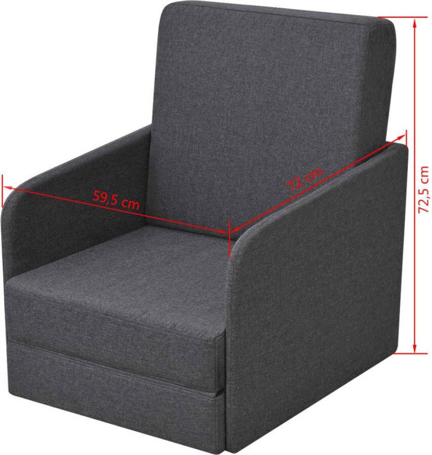The Living Store Uitklapbare Slaapstoel Donkergrijs Grenenhout 170 x 59.5 x 48cm Uitklapbare Stoel Slaapbank Slaapfauteuil Donkere Meubels Grijze Stoel - Foto 3