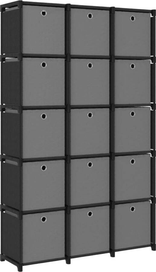 The Living Store Vakkenkast 15 boxen zwart grijs 103x30x175.5cm - Foto 2