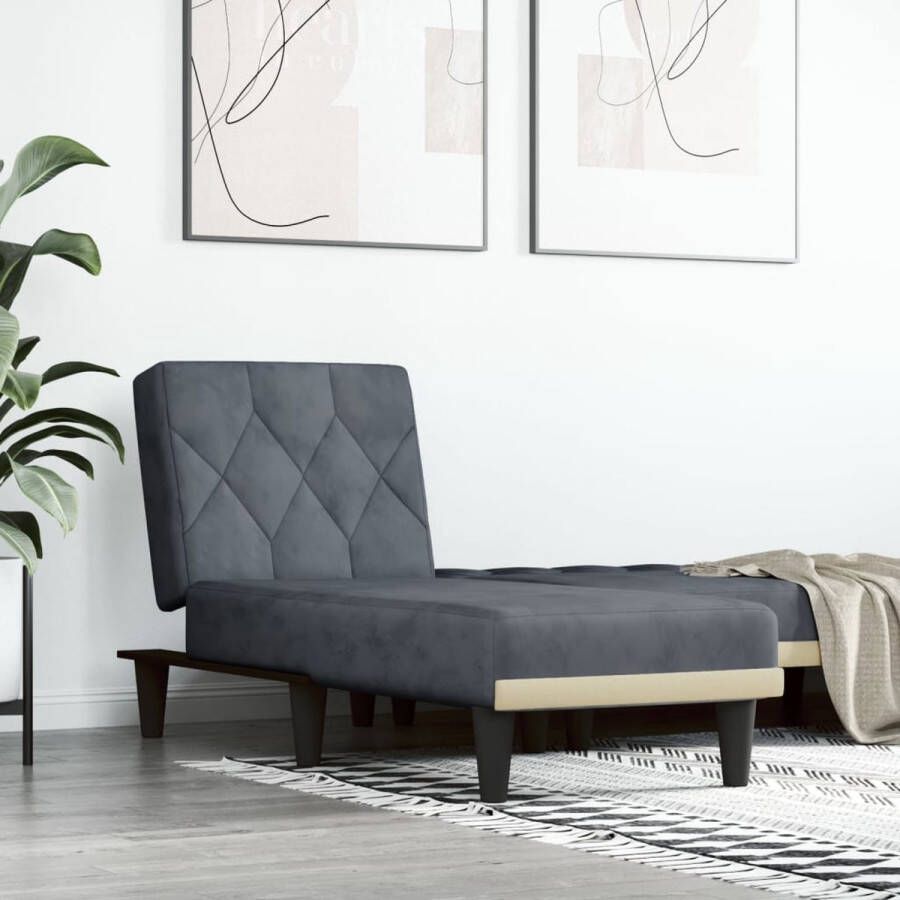 The Living Store verstelbare chaise longue donkergrijs fluweel 55x140x70 cm multifunctioneel - Foto 2
