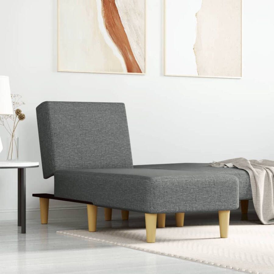 The Living Store Verstelbare Chaise Longue Donkergrijs Stof 55x140x70cm Multifunctioneel - Foto 2