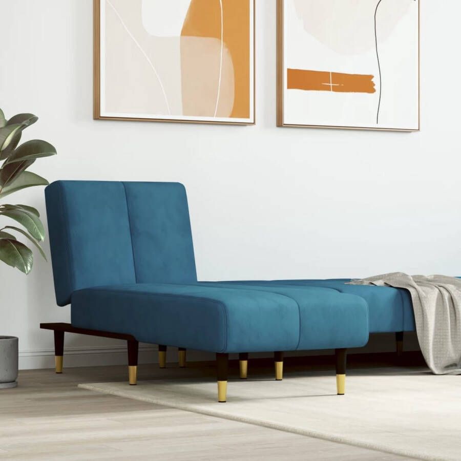 The Living Store Verstelbare Chaise Longue Fluweel Blauw 55x140x70 cm Comfortabele zitervaring
