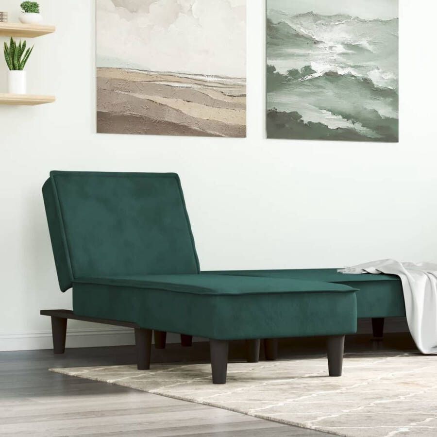 The Living Store Verstelbare Chaise Longue Fluweel Donkergroen 55x140x70 cm Multifunctioneel - Foto 2