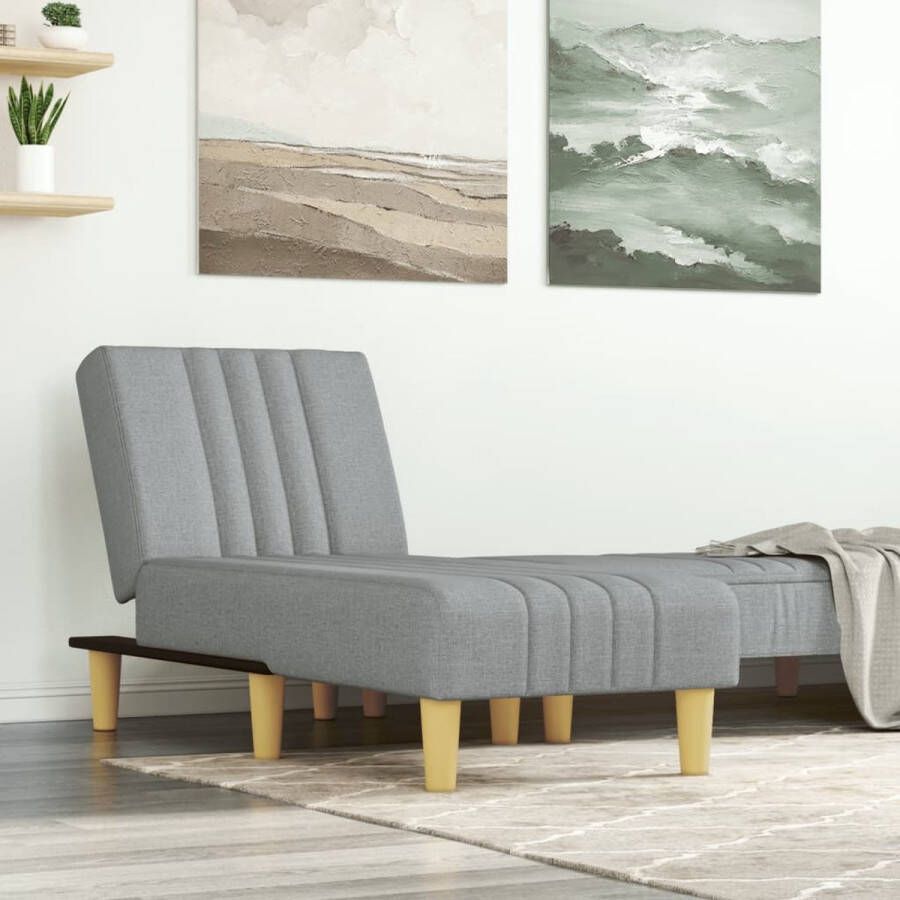 The Living Store Verstelbare Chaise Longue Lichtgrijs 55 x 140 x 70 cm Ademende stof Multiplex frame - Foto 4