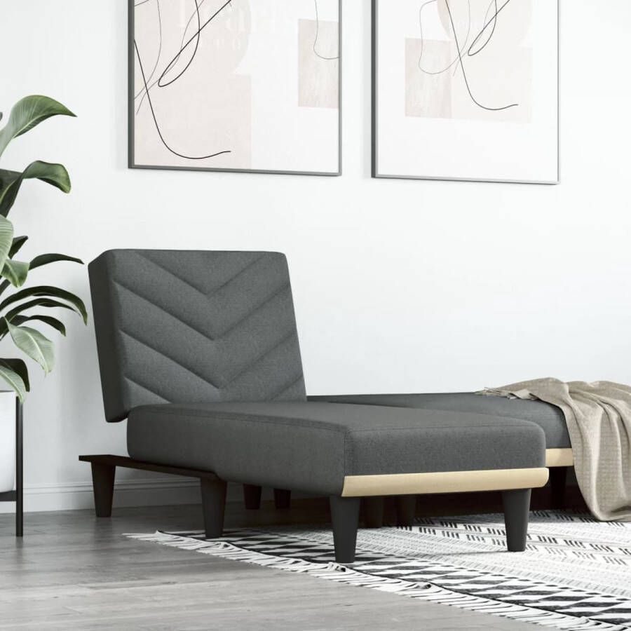 The Living Store Verstelbare Chaise Longue Multifunctioneel Donkergrijs 55x140x70cm Ademend materiaal Stevig frame Elegant design - Foto 2