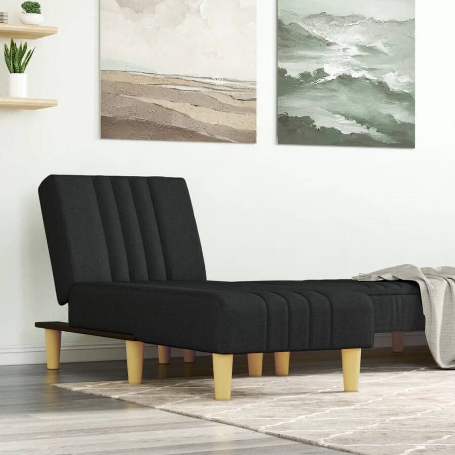 The Living Store Verstelbare Chaise Longue Zwarte stof 55 x 140 x 70 cm Multifunctioneel - Foto 1