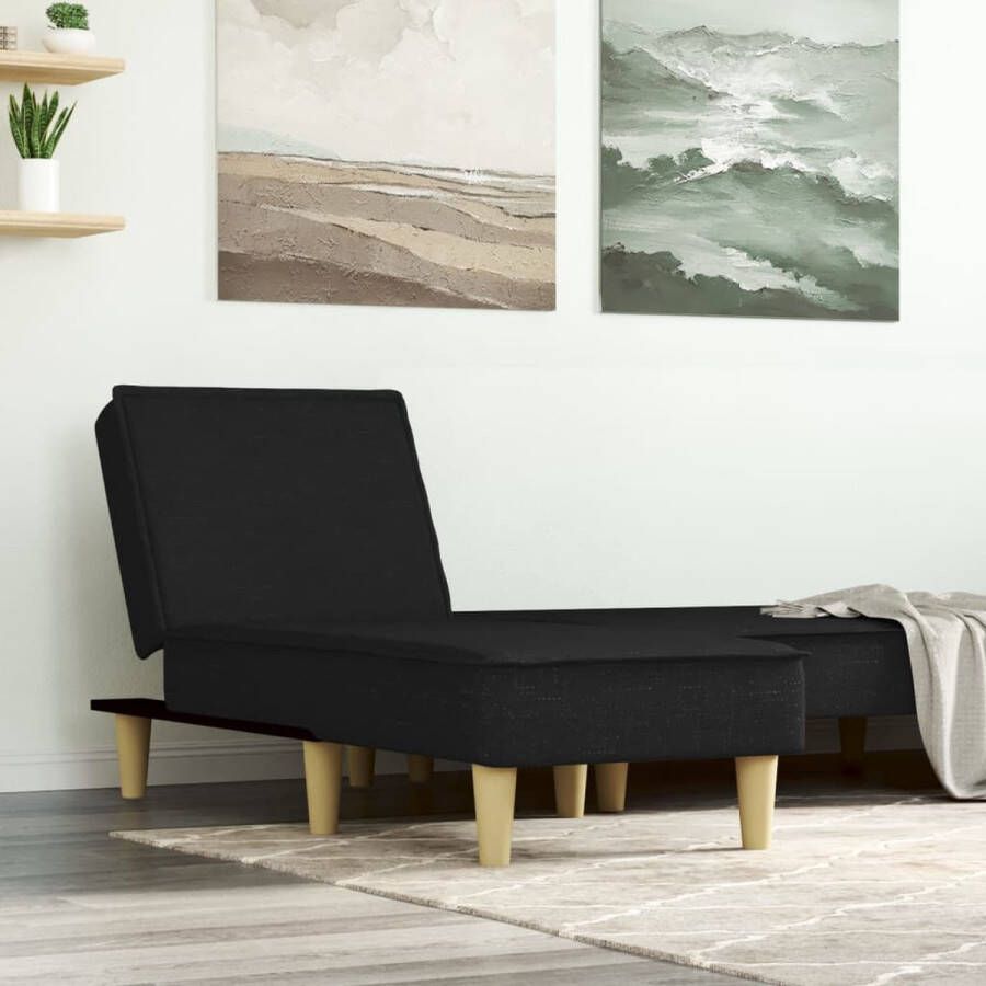 The Living Store Verstelbare Chaise Longue Multifunctioneel Comfortabel Stevig Frame Zwarte Stof 55x140x70cm - Foto 2