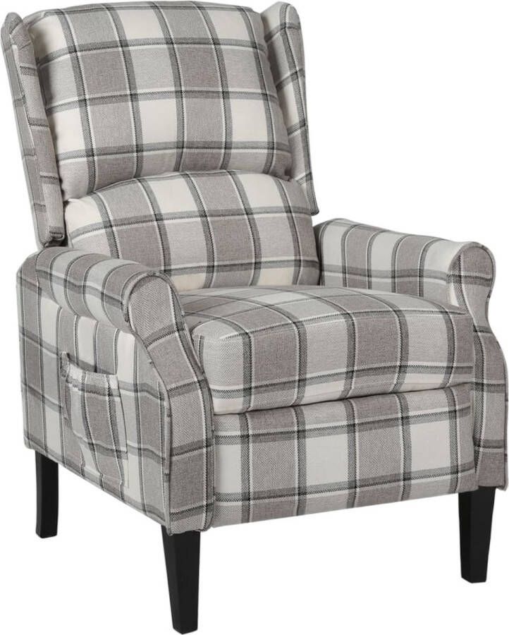 The Living Store verstelbare fauteuil grijs stof 71x90.5x101.5cm verstelbare rugleuning en voetensteun - Foto 2