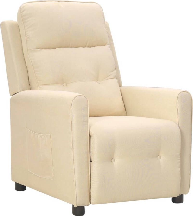 The Living Store Verstelbare Fauteuil Stoffen Bekleding Crème 70 x 90 x 101 cm Verstelbare Rugleuning en Voetensteun Montage vereist
