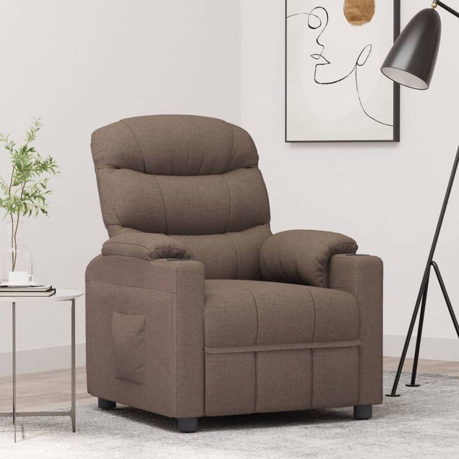 The Living Store Verstelbare Fauteuil Taupe 75.5 x 92 x 105 cm Ademende stof