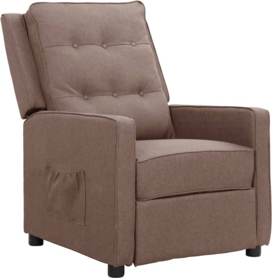 The Living Store Verstelbare Fauteuil Taupe Stof en IJzer 70 x 90.5 x 101 cm 100% polyester