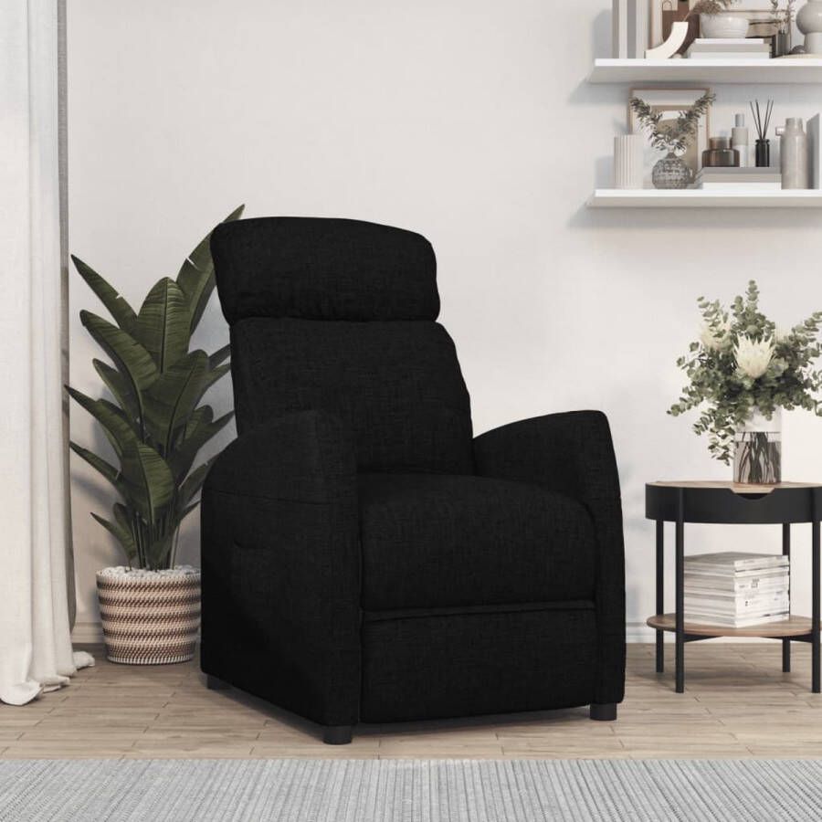 The Living Store Verstelbare Fauteuil Zwart 67 x 86 x 100 cm Dikke stoffen bekleding Hoog draagvermogen - Foto 2