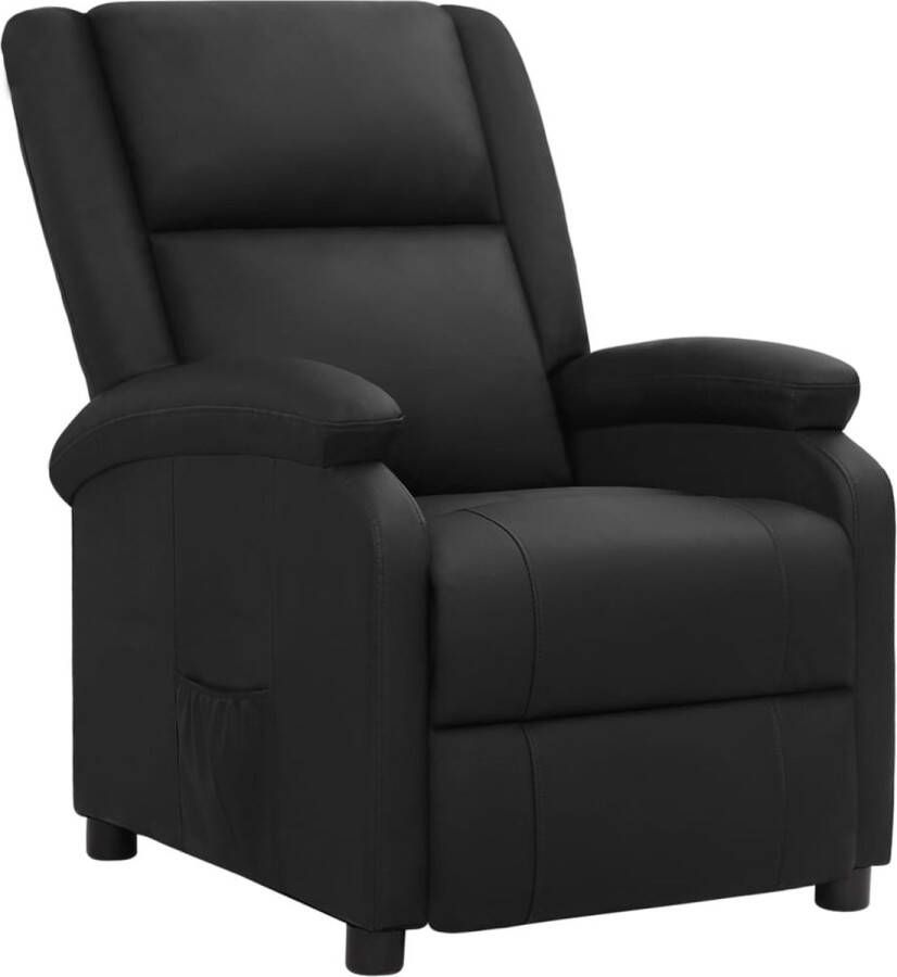 The Living Store Verstelbare fauteuil Zwart echt leer 71 x 90.5 x 96 cm Comfortabel duurzaam - Foto 2