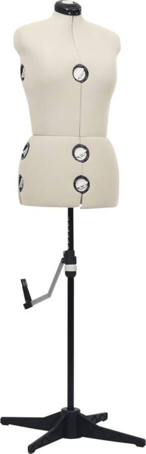 The Living Store Verstelbare Paspop Dameskleding M 40-46 Crème Zwart Polyester ABS