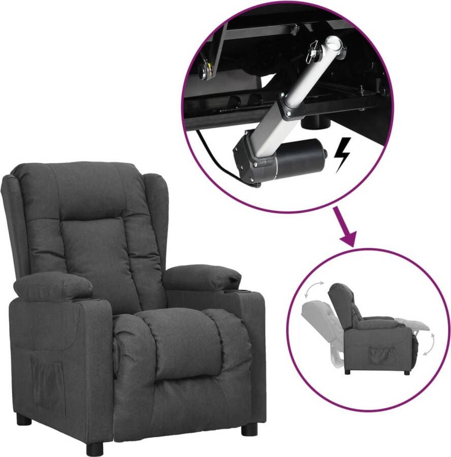 The Living Store Sta-op-stoel stof donkergrijs Verstelbare Stoel Sta-op-stoel Elektrisch Bedienbaar Ergonomische Stoel Fauteuile - Foto 3