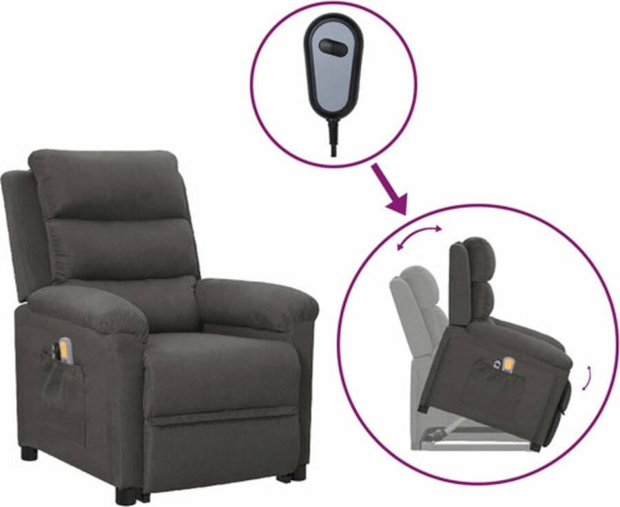 The Living Store Sta-op-stoel stof donkergrijs Verstelbare Stoel Sta-opstoel Elektrisch Lift Ergonomische Stoel Fauteuils Relax - Foto 3