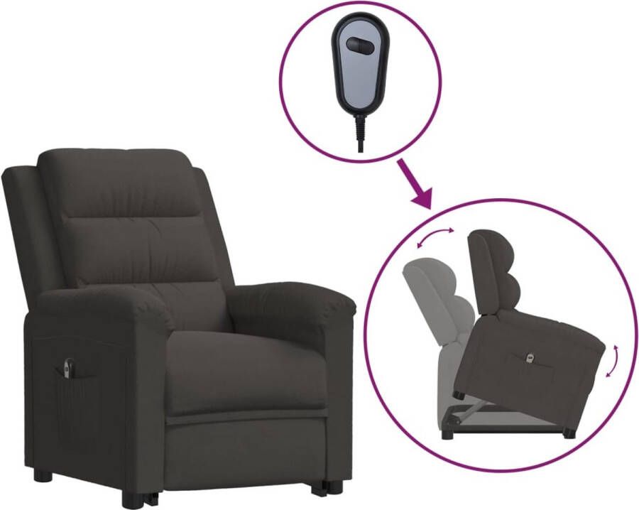 The Living Store Verstelbare Sta-opstoel Fluweel Donkergrijs 74 x 143 x 82.5 cm - Foto 2