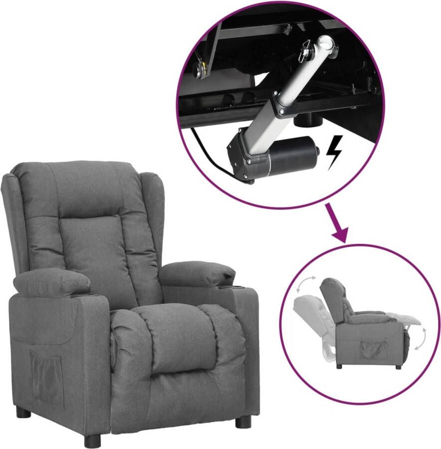 The Living Store Verstelbare Sta-opstoel Stof Lichtgrijs 72.5x96x99.5 cm Elektrische heffunctie Verstelbare Stoel Sta-opstoel Elektrisch Bedienbaar Grijze Stoel Fauteuils Relax - Foto 3