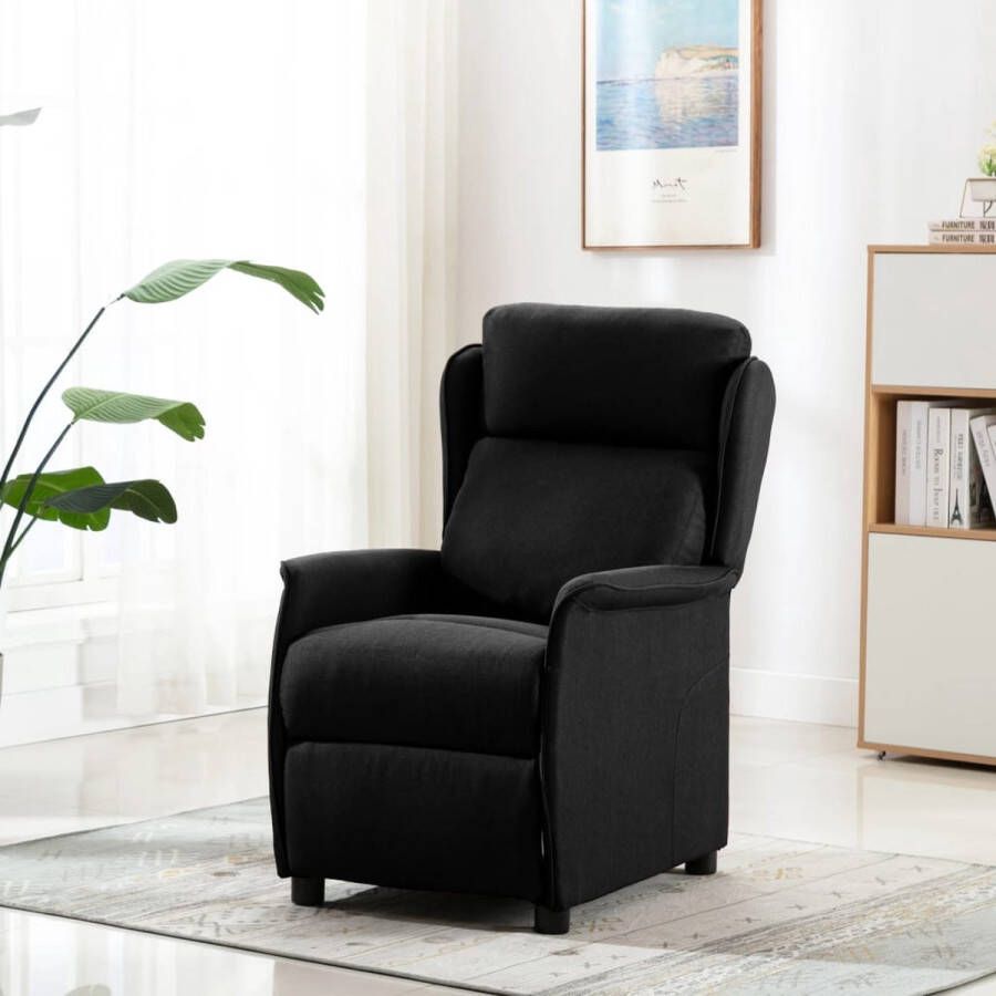 The Living Store Verstelbare Stoel Fauteuil Zwart 68x98x100 cm Stof (100% polyester) en ijzer - Foto 2