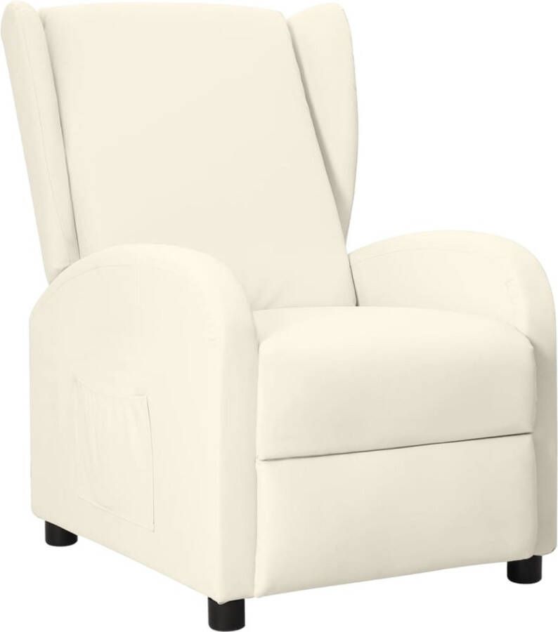 The Living Store Verstelbare Stoel Kunstleer Crème 66x94x98.5cm Verstelbare rugleuning en voetensteun - Foto 2