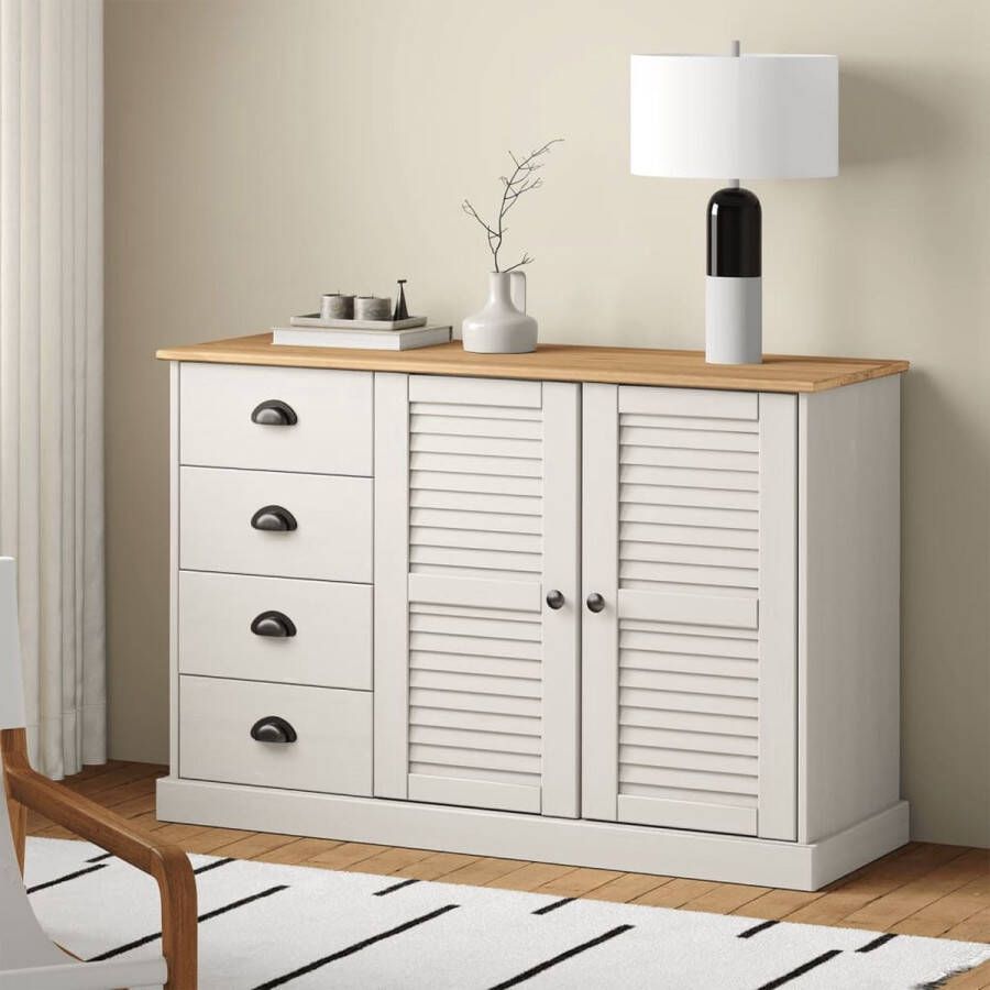 The Living Store VIGO Dressoir 113 x 40 x 75 cm Massief grenenhout Wit