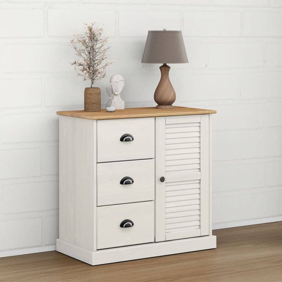 The Living Store VIGO Dressoir 78 x 40 x 75 cm Massief grenenhout Wit - Foto 1