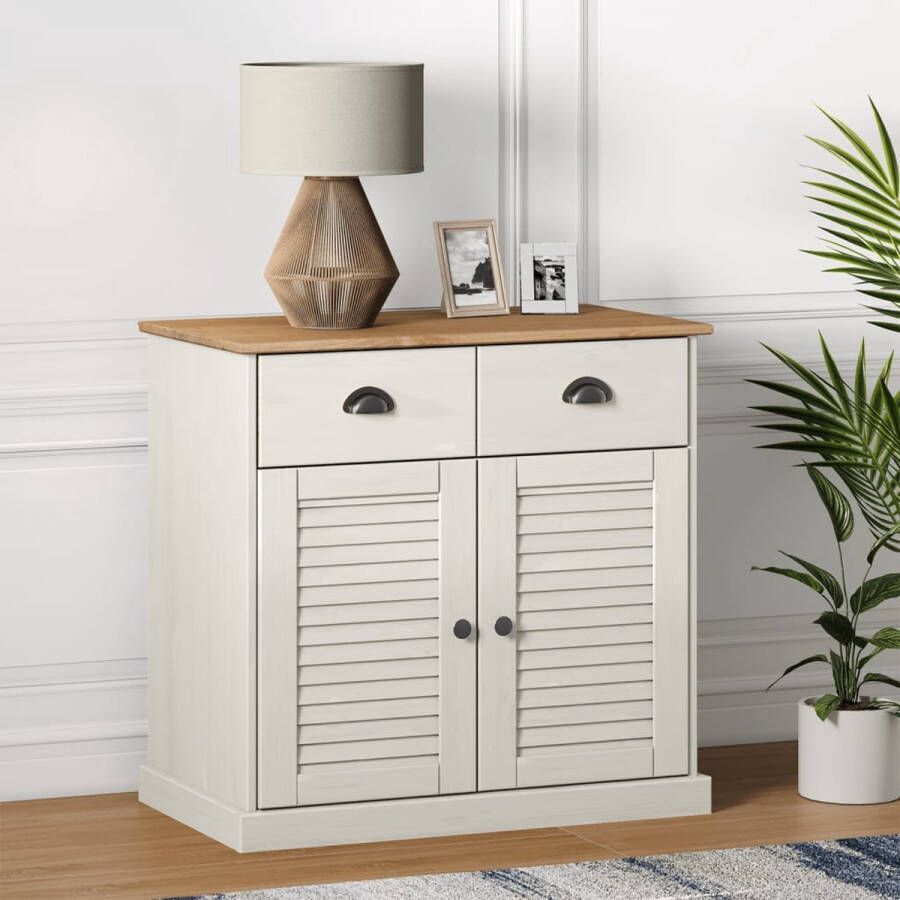 The Living Store VIGO Dressoir 78x40x75 cm Massief grenenhout Wit - Foto 1